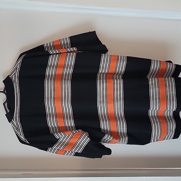 Bklyn Xpress Mens Polo Sz. XL Cotton Blend Logo Black Orange White Stripe - Picture 6 of 6